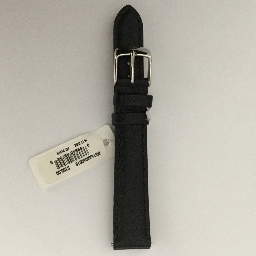 Michele jet black watch strap 16mm